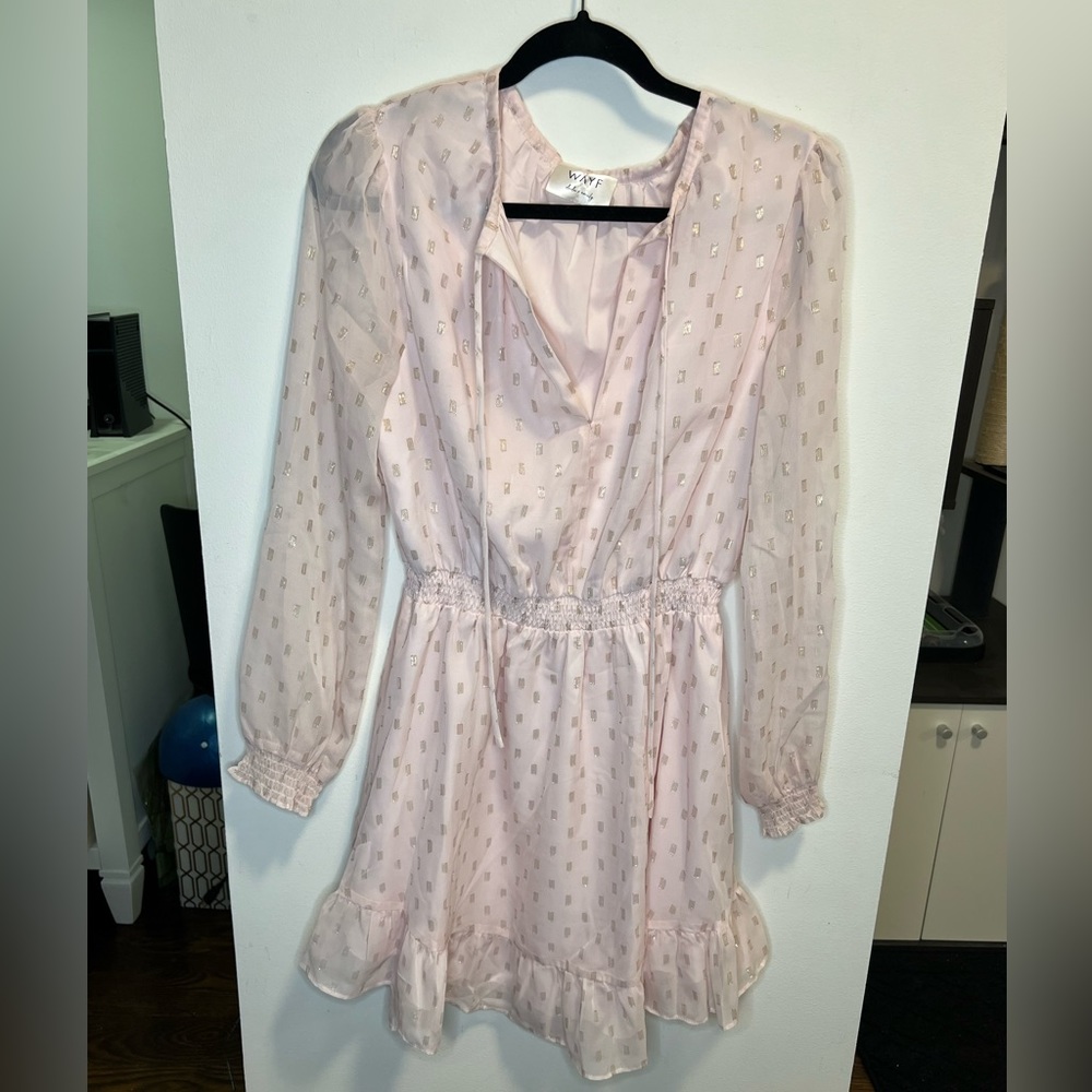 Wayf Pink Long Sleeve Dress